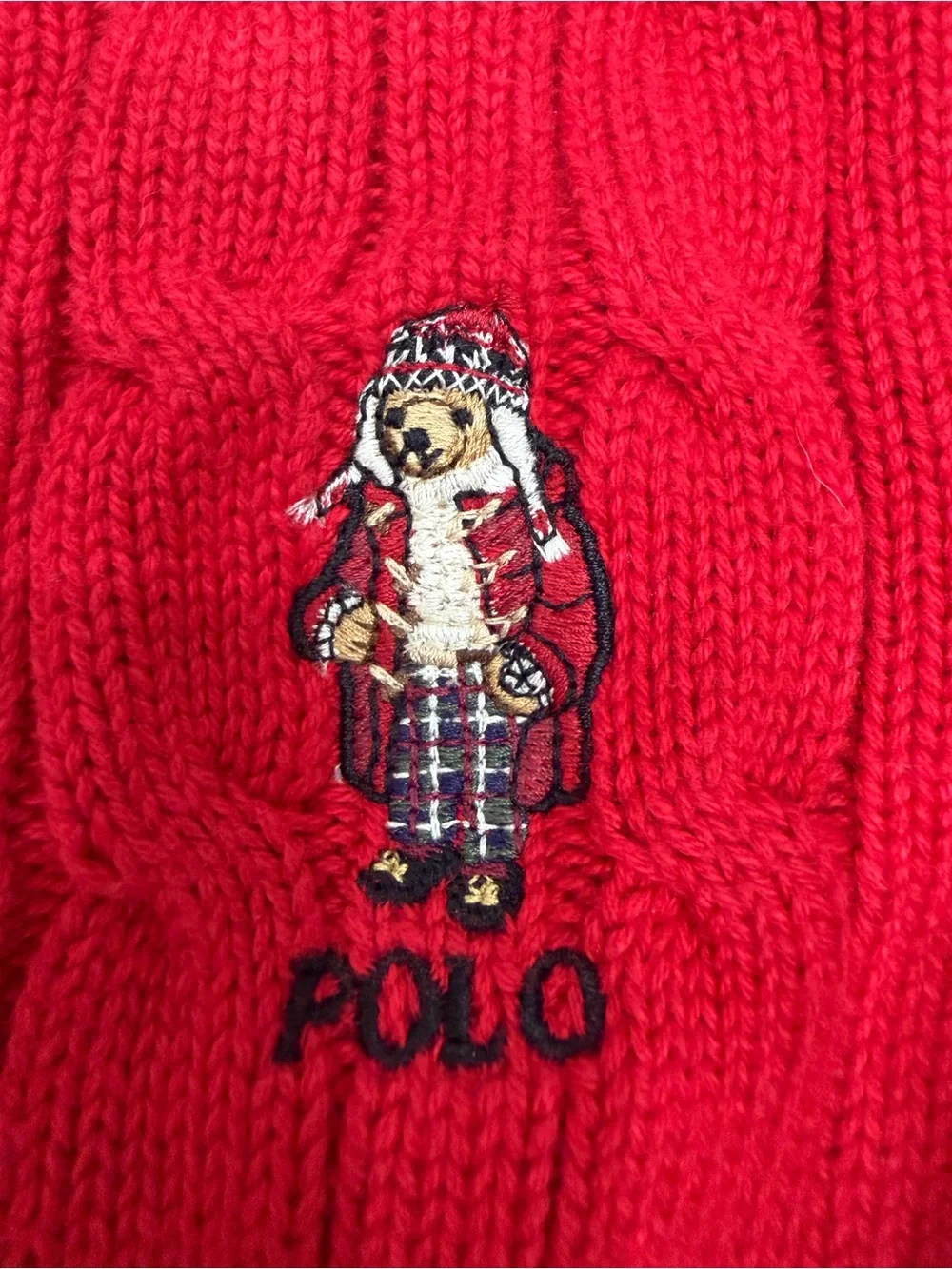 Ralph Lauren Baby Cotton Cable-Knit Sweater Red‎ 12 Month